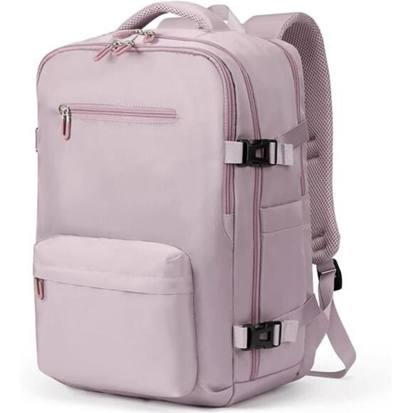 SHRRADOO Travel Laptop Backpack 17 Inch Airline Approved Work Hiking Bag Pink - Picture 8 of 8